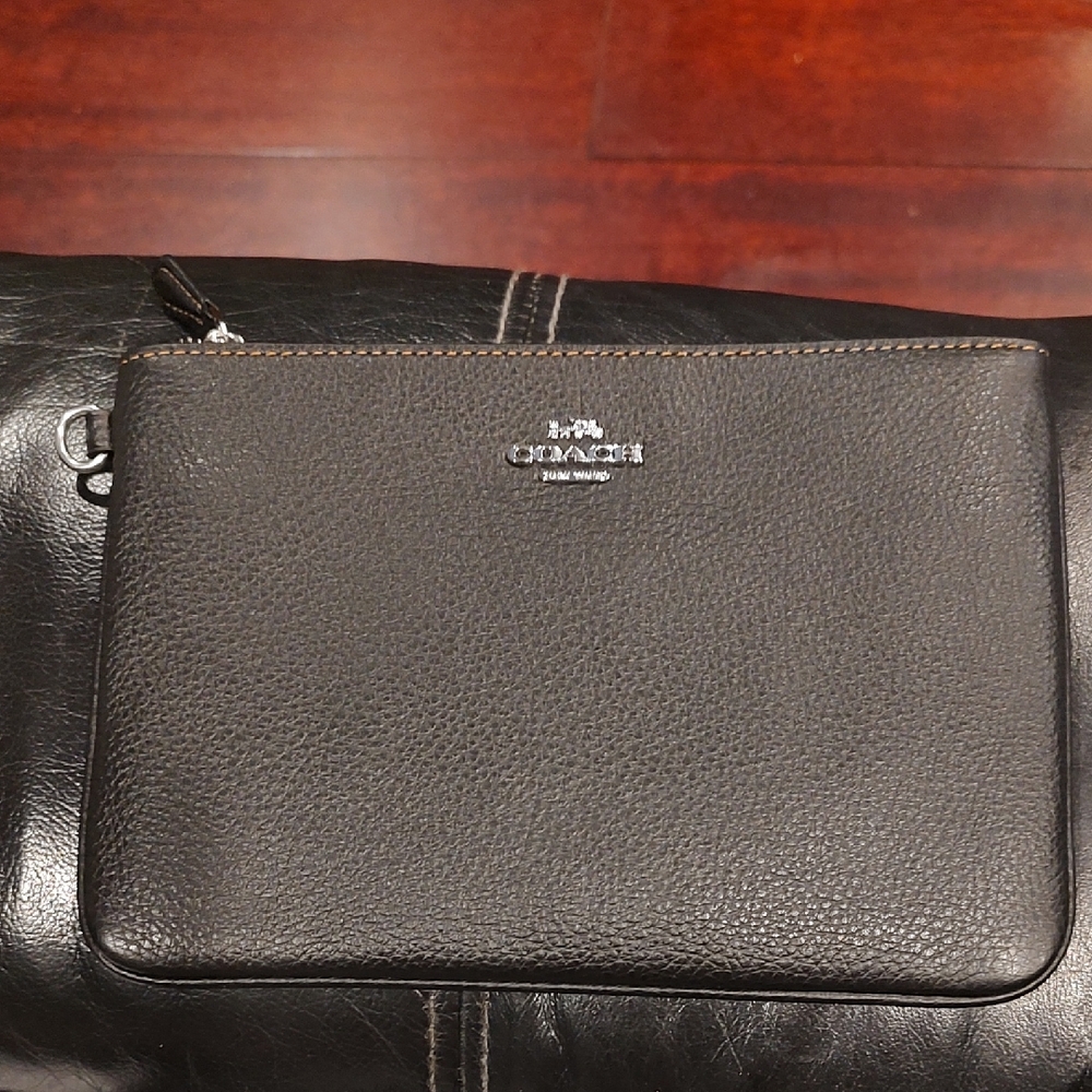 Coach Black Leather Wallet with Signature Logo